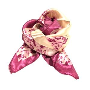 Purple & Cream Floral Print Neckerchief Bag Scarf